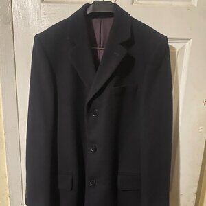 Charles Tyrwhitt Navy Italian Wool Cashmere Overcoat
